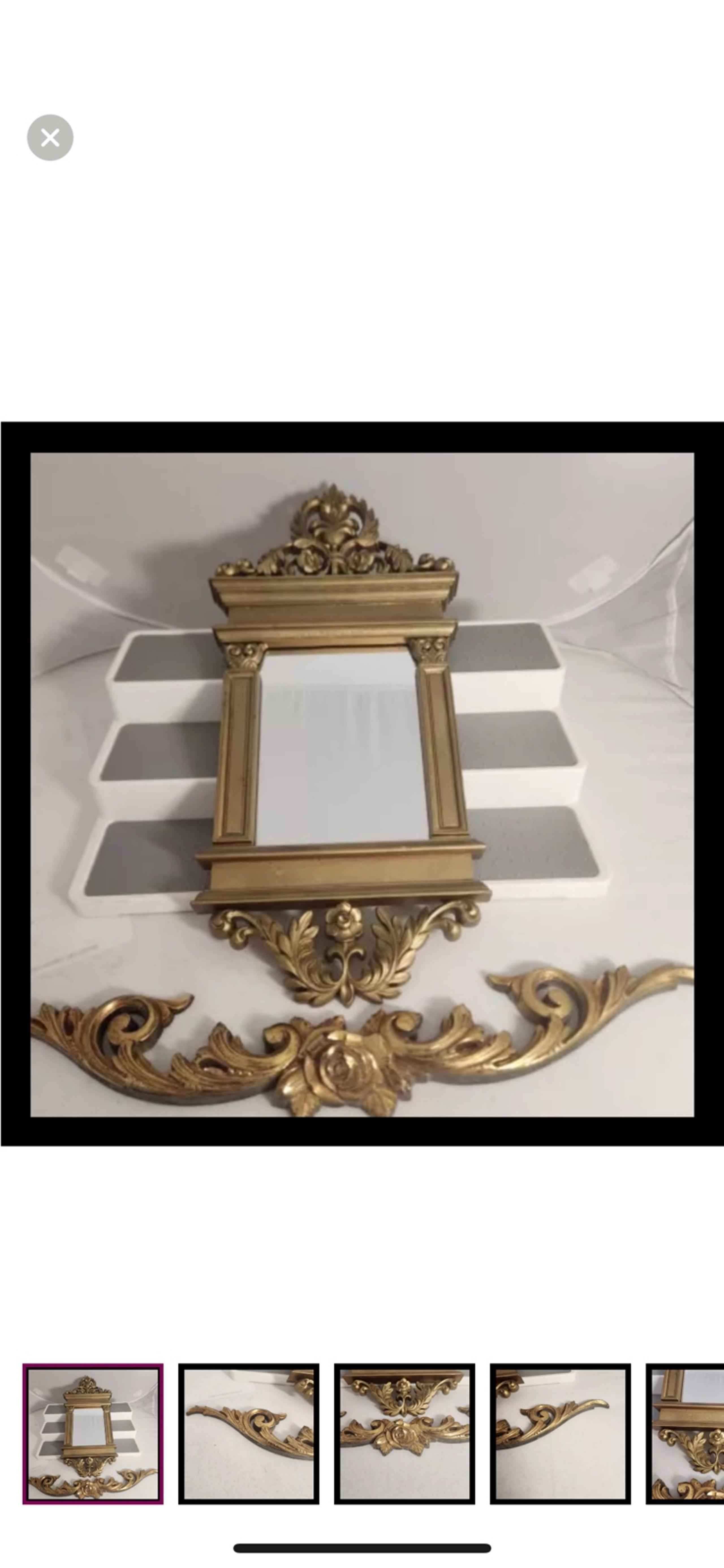 VTG 1961 Syroco Hollywood Regency Style Mirror And Plaque Wall Decor 14” mirror