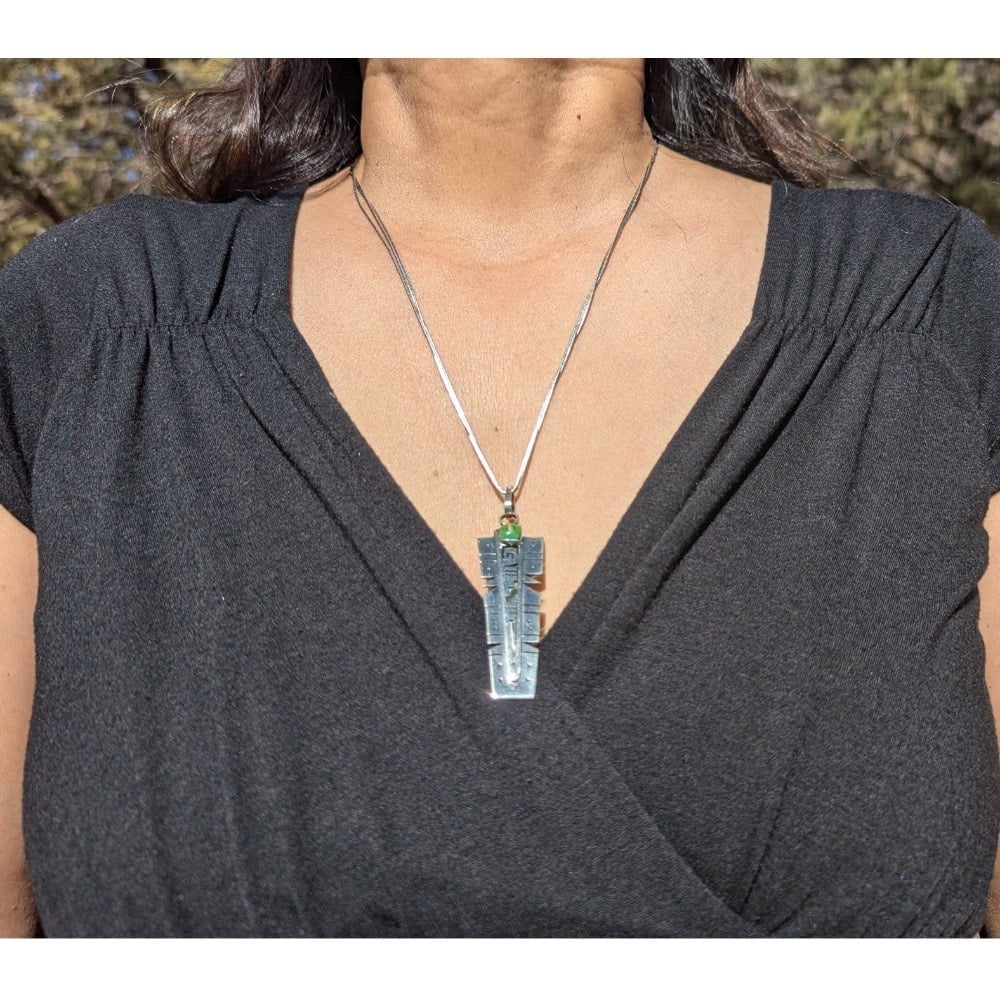 Navajo Sonoran Gold Turquoise Tribal Pendant 3 Strand Liquid Silver Necklace