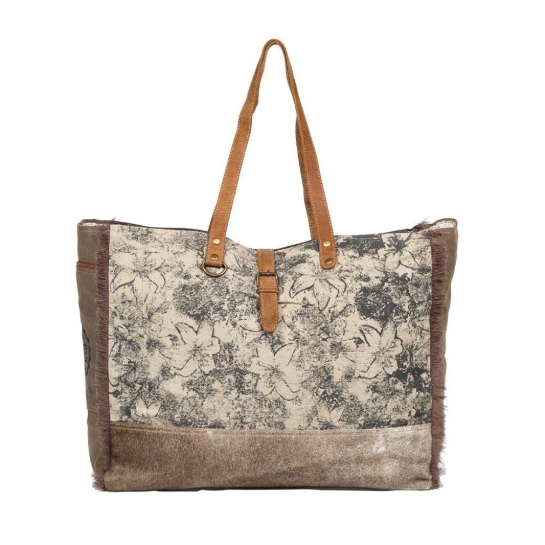 Myra Bag Handmade Floweret Weekender Tote Bag Upcycled Canvas