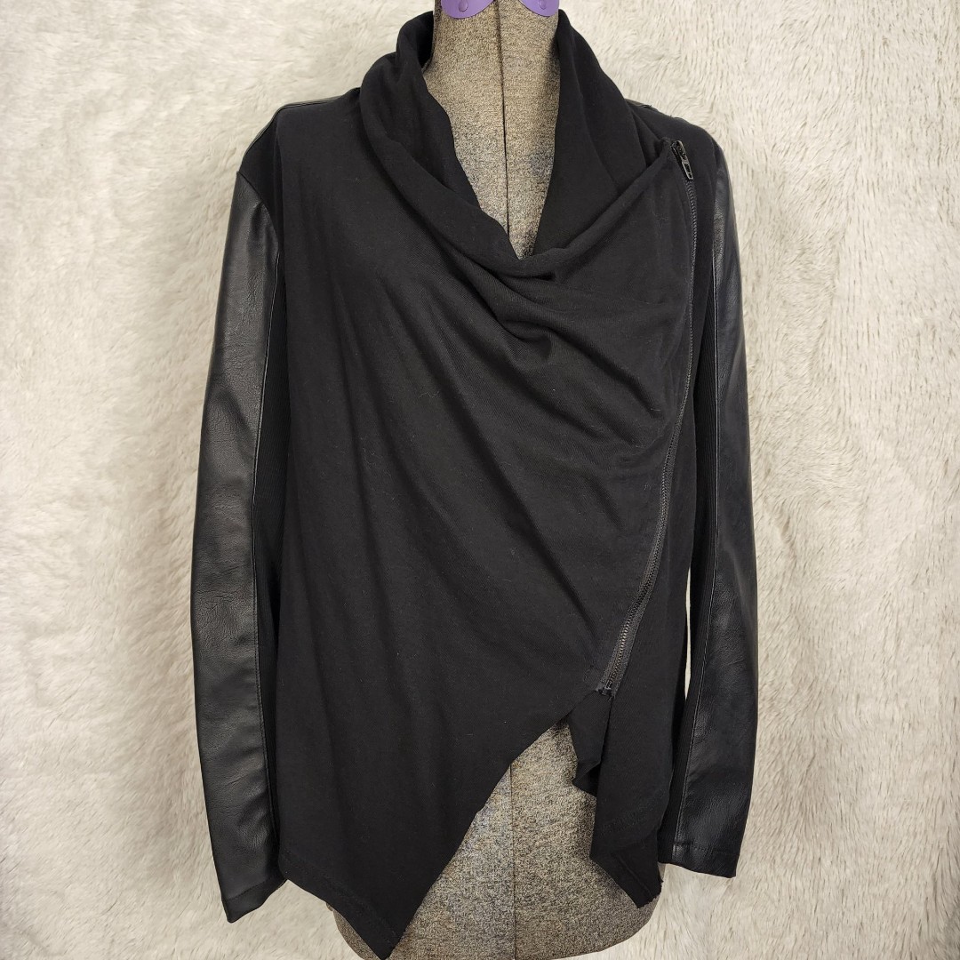 Blank NYC Draped Asymmetric Faux Leather Moto Jacket Size S