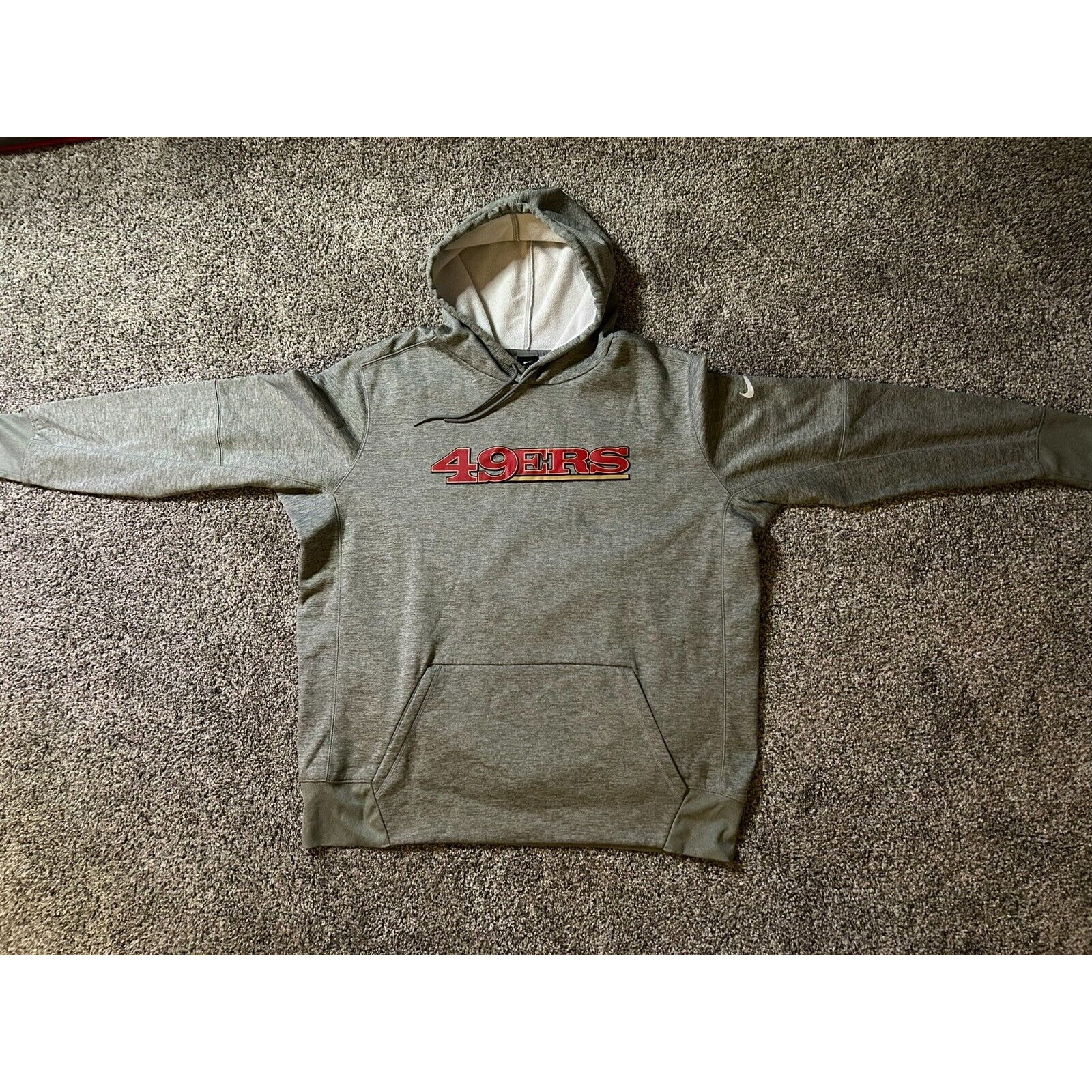 Nike Dri-Fit NFL San Francisco 49ers Football Hooded Sweatshirt Gray Size XXL