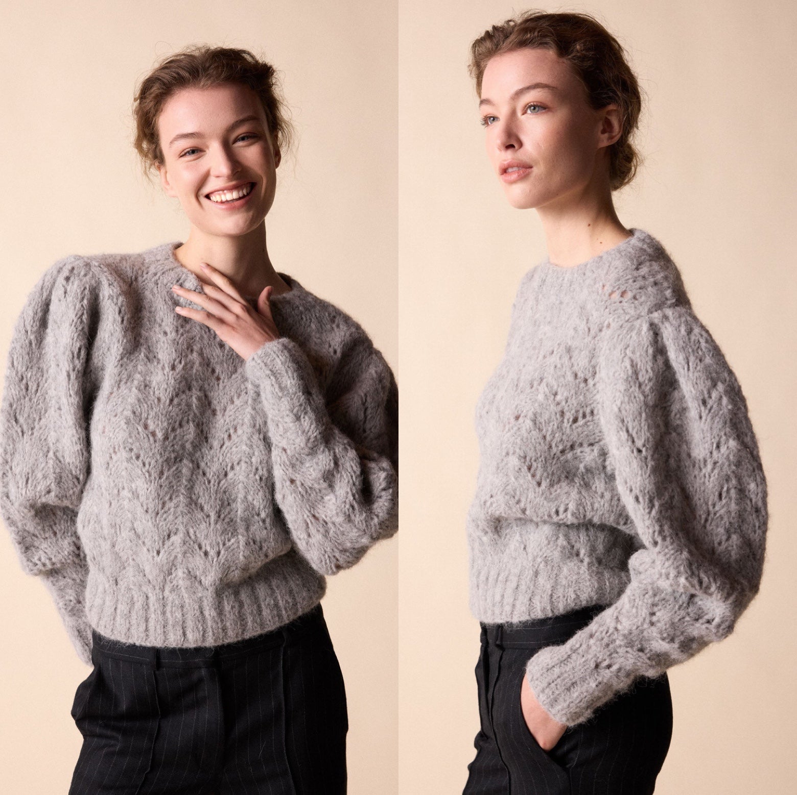 New St.Roche Ivy Sweater Superfine Alpaca Pullover Light Heather Grey Heirloom L