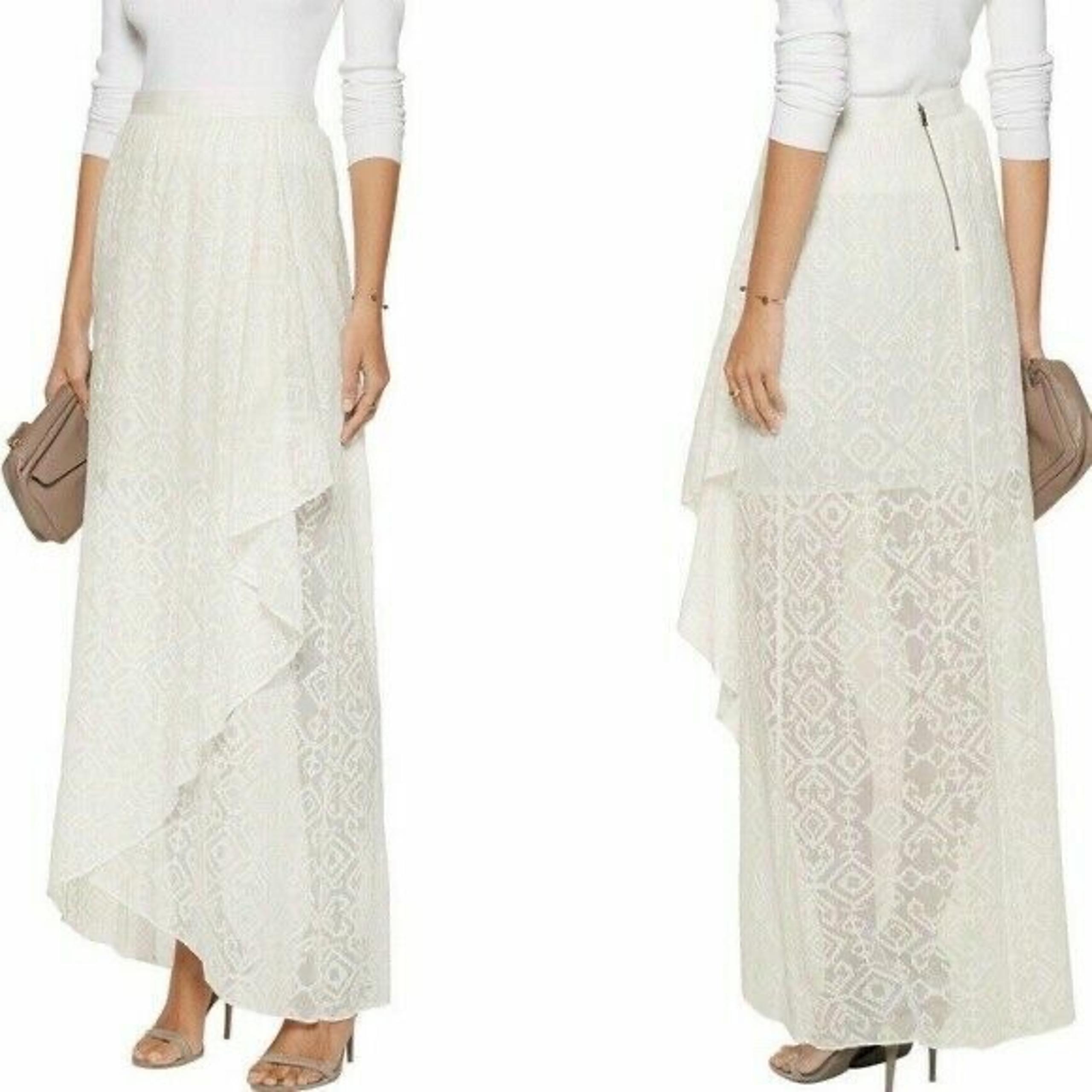 Alice + Olivia Maibella Wrap White Maxi Skirt