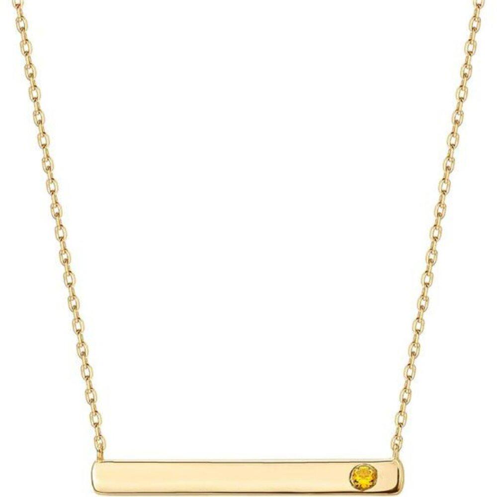 Elegant Gold Bar Necklace with Citrine Accent
