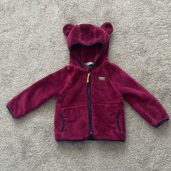 2T Toddlers' L.L.Bean Hi-Pile Fleece Bear Ear Jacket Burgundy