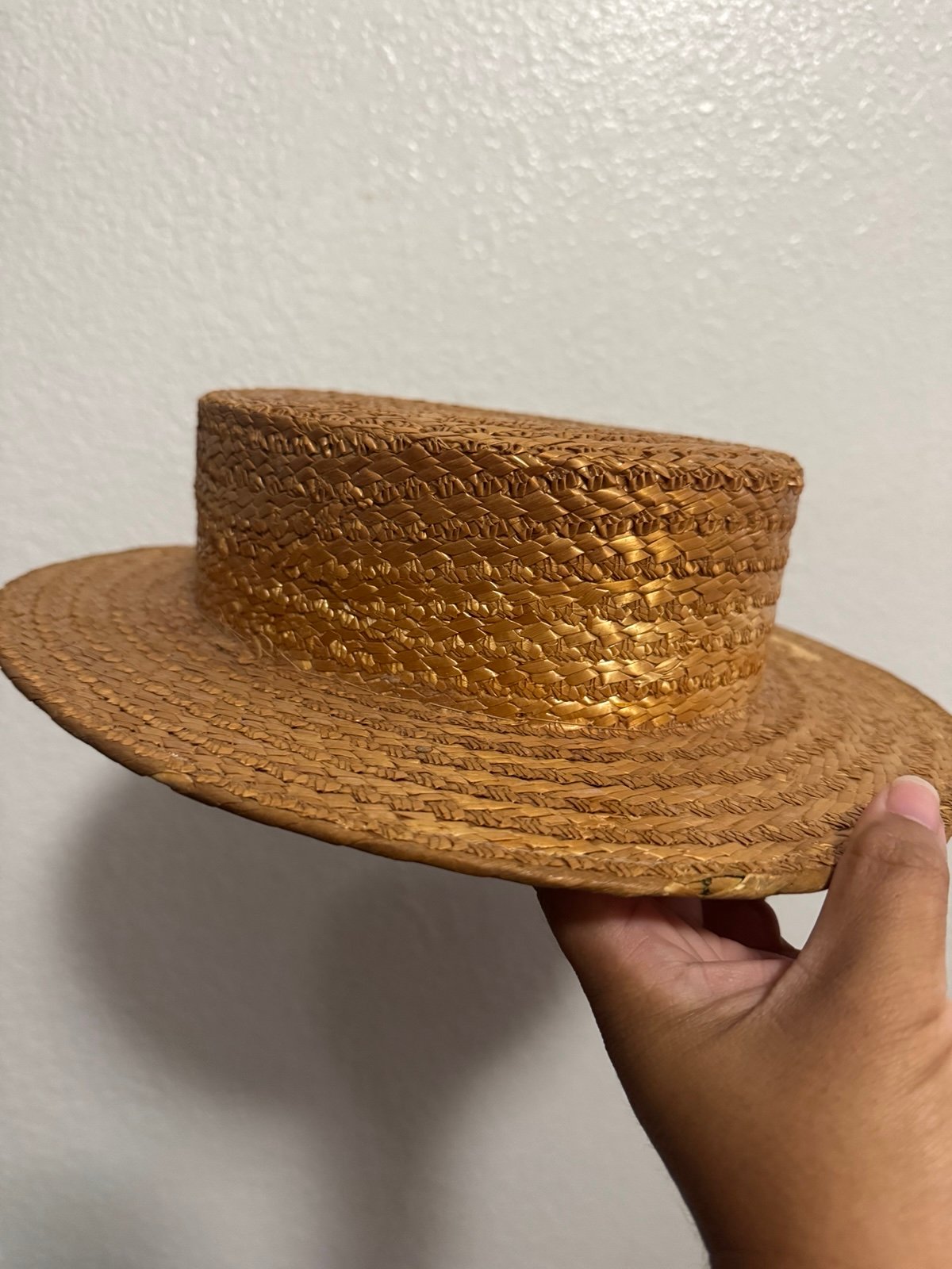 Vintage Natural Straw Boater Hat, The Ridgemont Make, 1950s