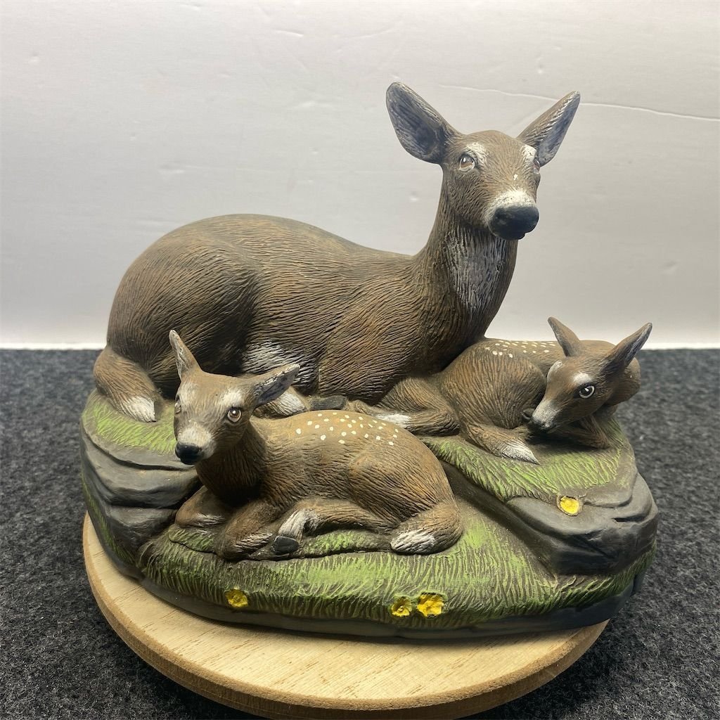 Vintage Homco Porcelain Deer & Fawns Figurine Hand-Painted Wildlife Decor