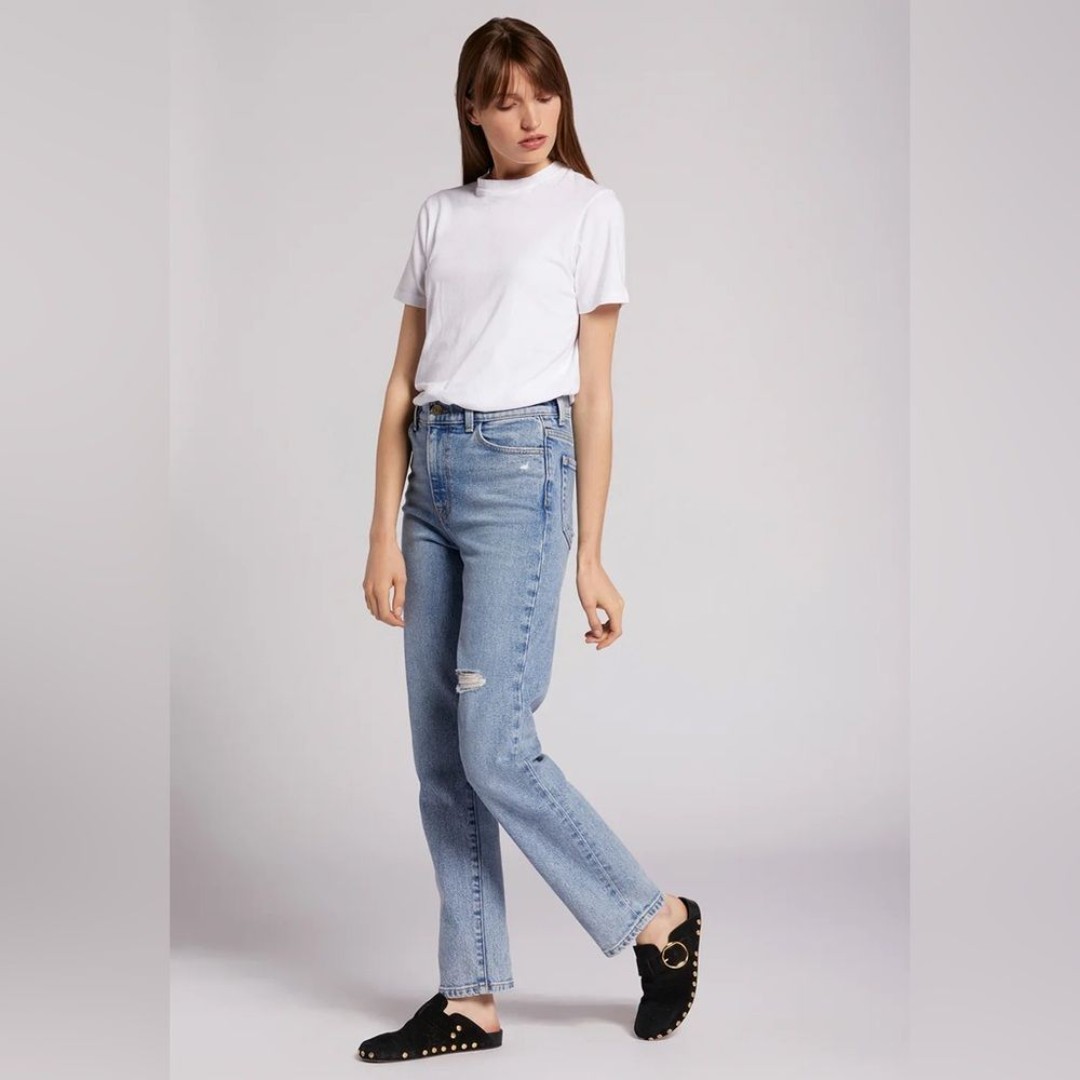 CURRENT ELLIOTT THE SOULMATE HIGH RISE SLIM STRAIGHT JEAN CAMINO LIGHT BLUE 24