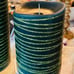 LUMINARA FLAME LESS SET OF 2 HUNTER GREEN with SILVER/GREEN. RINGS CANDLES