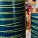 LUMINARA FLAME LESS SET OF 2 HUNTER GREEN with SILVER/GREEN. RINGS CANDLES