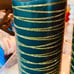 LUMINARA FLAME LESS SET OF 2 HUNTER GREEN with SILVER/GREEN. RINGS CANDLES