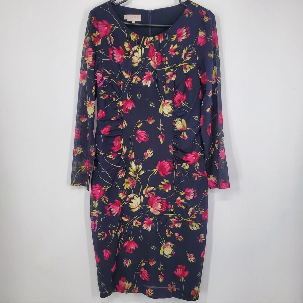Women's Hobbs London Rori Printed Silk Blend Bodycon Dress Size 8