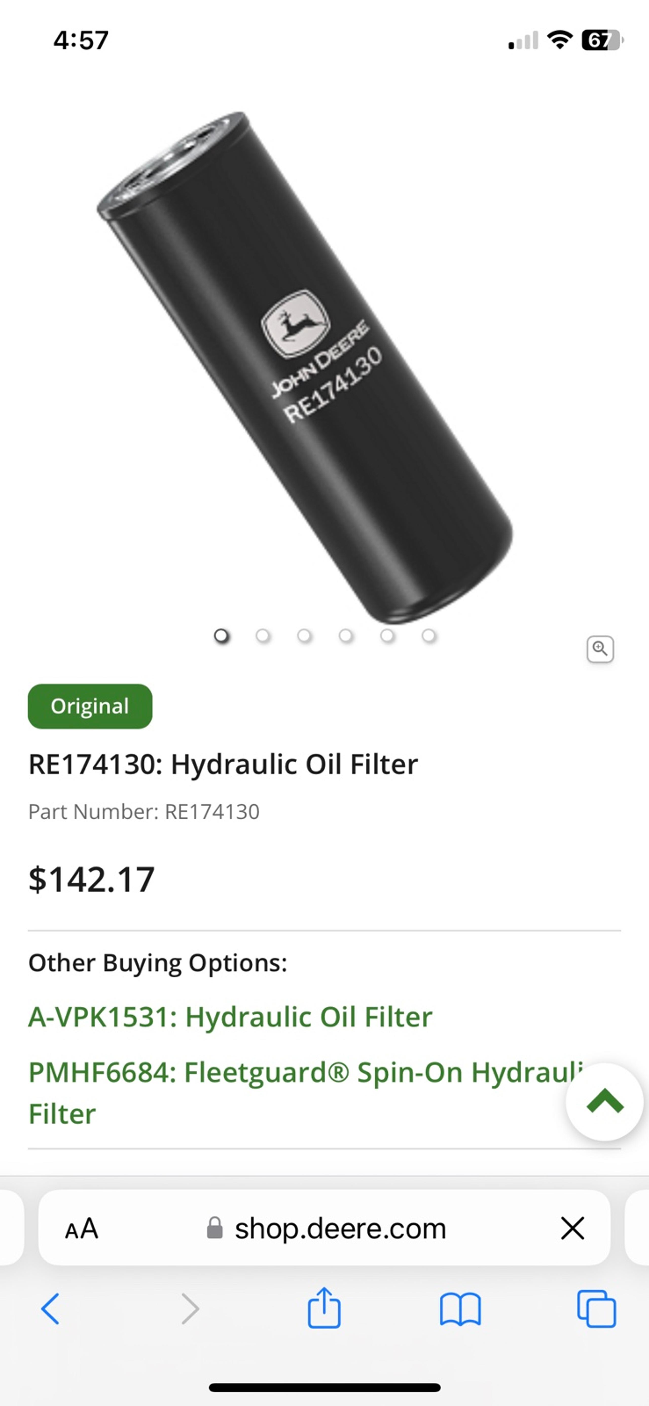 RE174130 John Deere filter