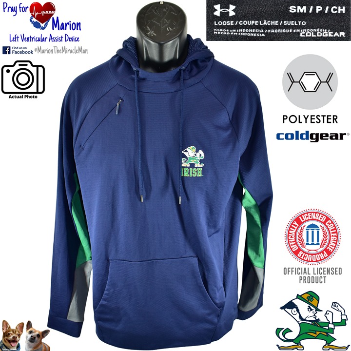Under Armour S NCAA Notre Dame Fighting Irish Coldgear Infared Fleece Hood UM727