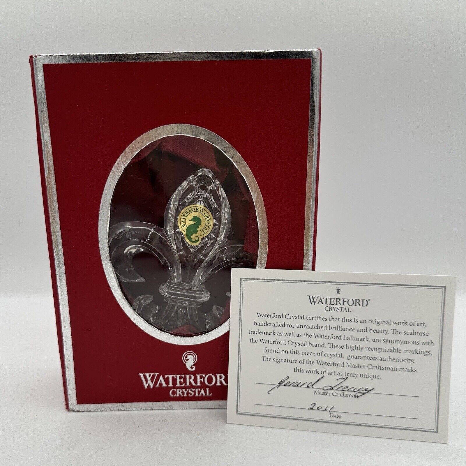 WATERFORD 2011 Fleur De Lis CRYSTAL ORNAMENT NIB *CLEAR *HANGER *DATE *TAG *MINT