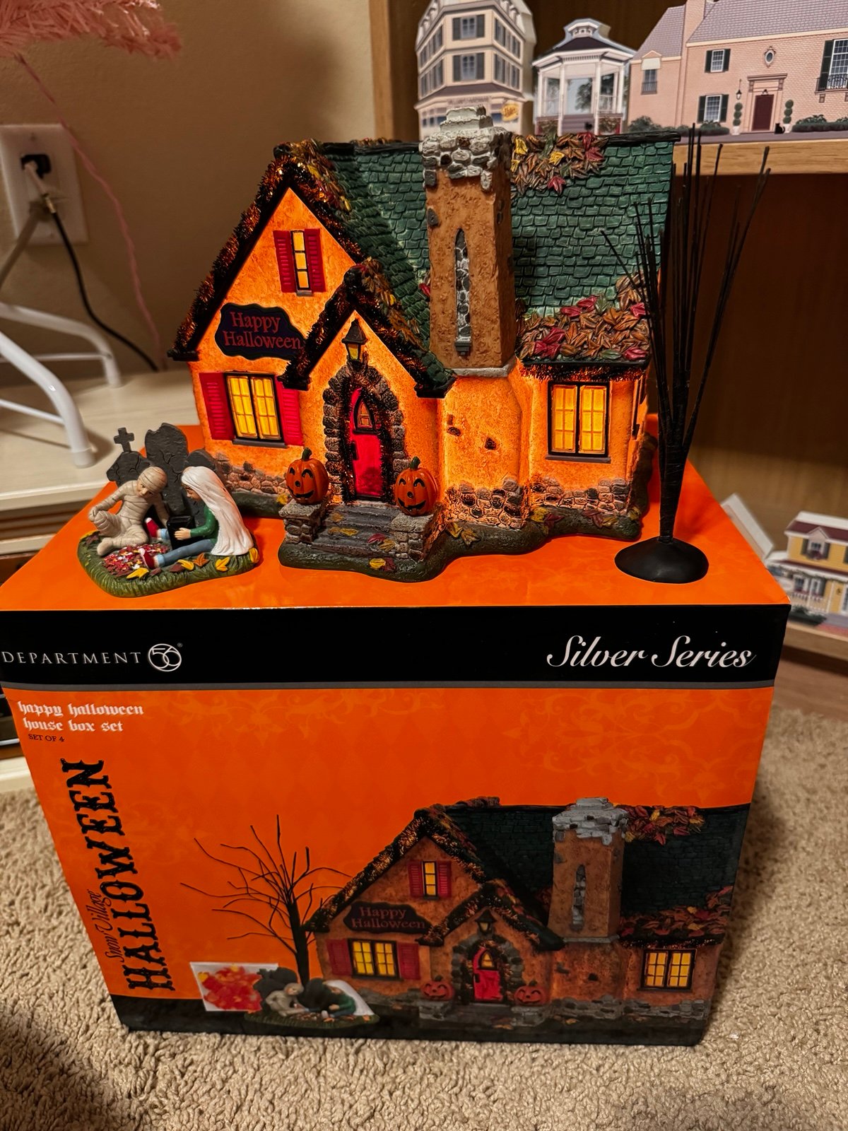 Department 56 Happy Halloween House Village Pumpkins Lights Silver Series Dept56