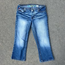 Vintage Y2K Mudd Low Rise No Waistband Whiskered Jean Capris Size 7
