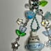 blue tea cup nyan nyan nyanko gotochi strap beaded keychain