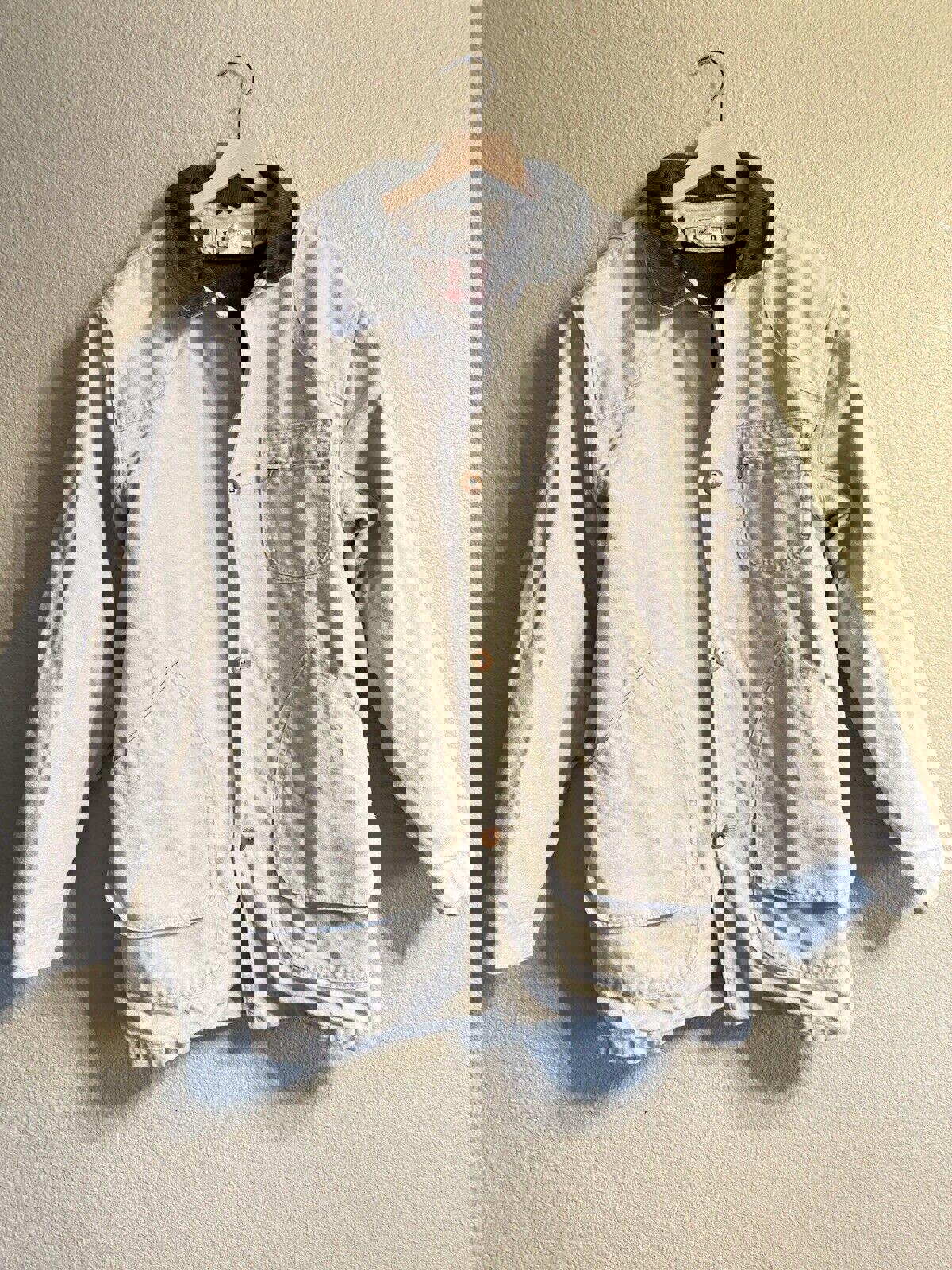 VTG LL Bean Barn Chore Wool Blanket Lining Hunting Jacket Coat Beige L Reg VGUC