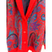 Vintage I.B. Diffusion Knit Cardigan Womens M Red Paisley Sweater Art Western