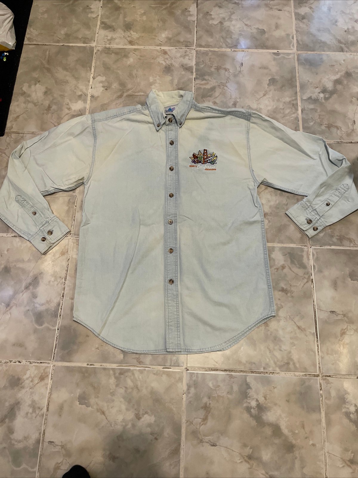 Vintage Disneyland California Adventure Embroidered Longsleeve SZ Small RARE