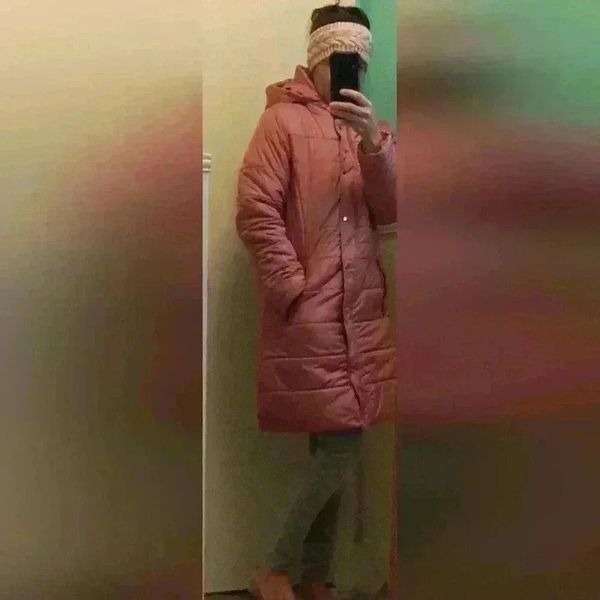 CoffeeShop Above the Knee Winter Coat with Hood, Size Med, Mauve, *Worn Once*