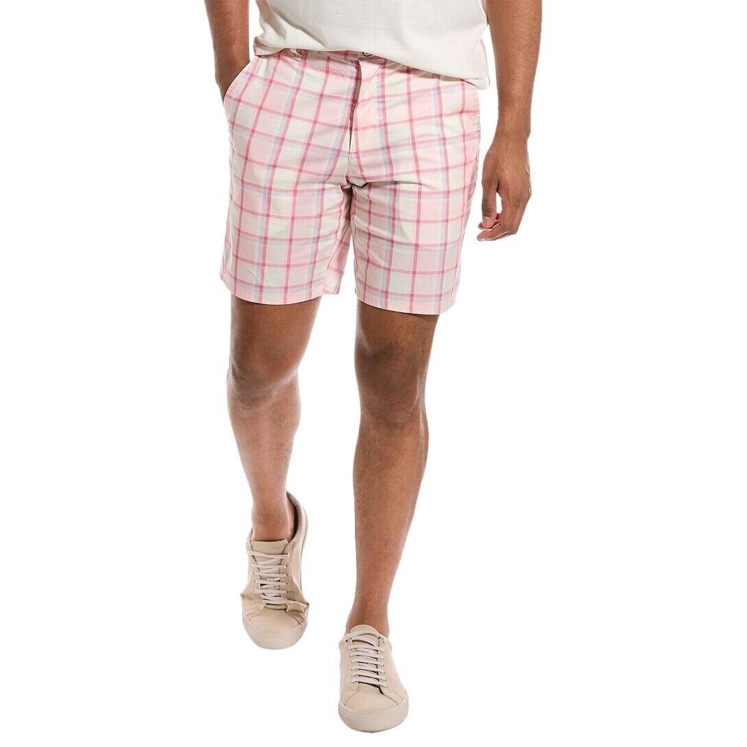 225 Rag & Bone Men's Pink Plaid Perry Paperweight Chino Shorts Size 33