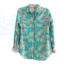 Lilly Pulitzer Resort fit button down 100% Cotton Seahorse Preppy Pink Green