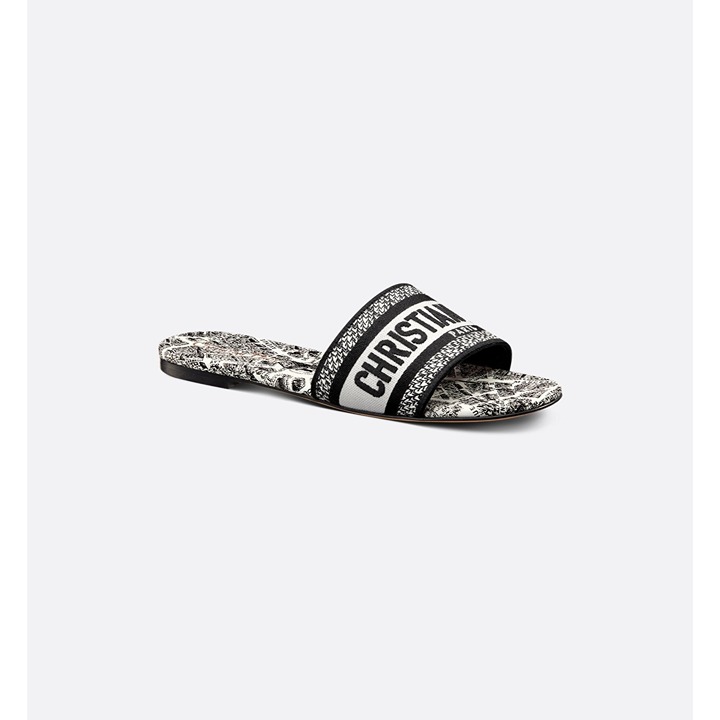 NEW DIOR Dway Slide Navy Embroidered with Plan de Paris Motif SIZE 39.5