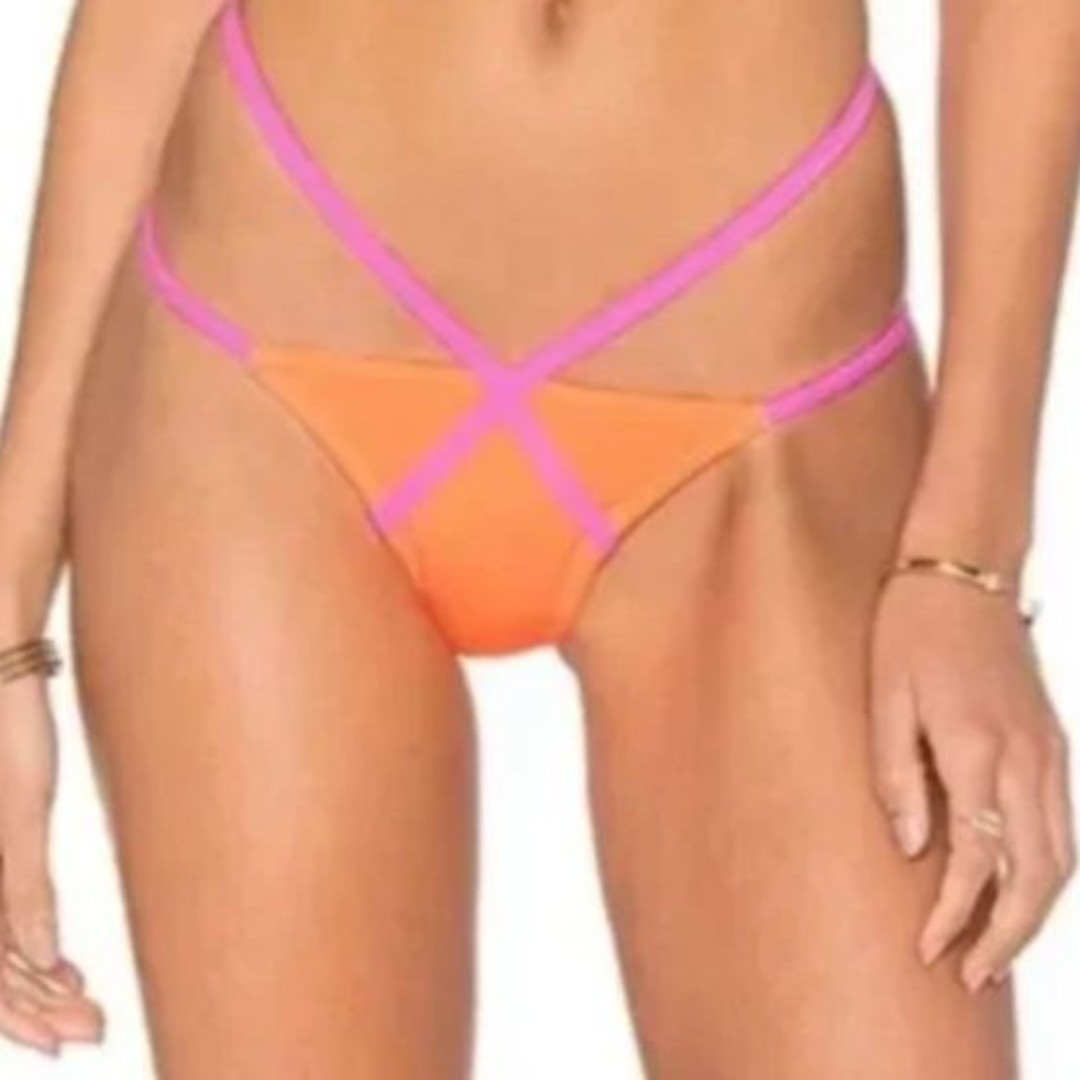 L'Agent By Agent Provocateur Orange Strappy Eleena Bikini Bottoms Size 8