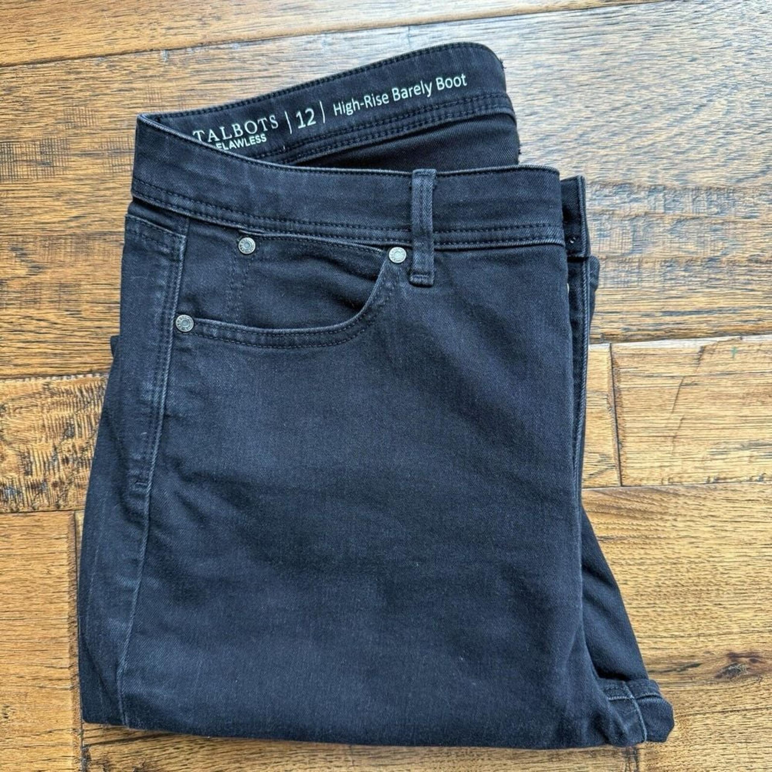 Talbots Jean Sz 12 Flawless High Rise Barely Boot Cut Black Cotton Spandex Women