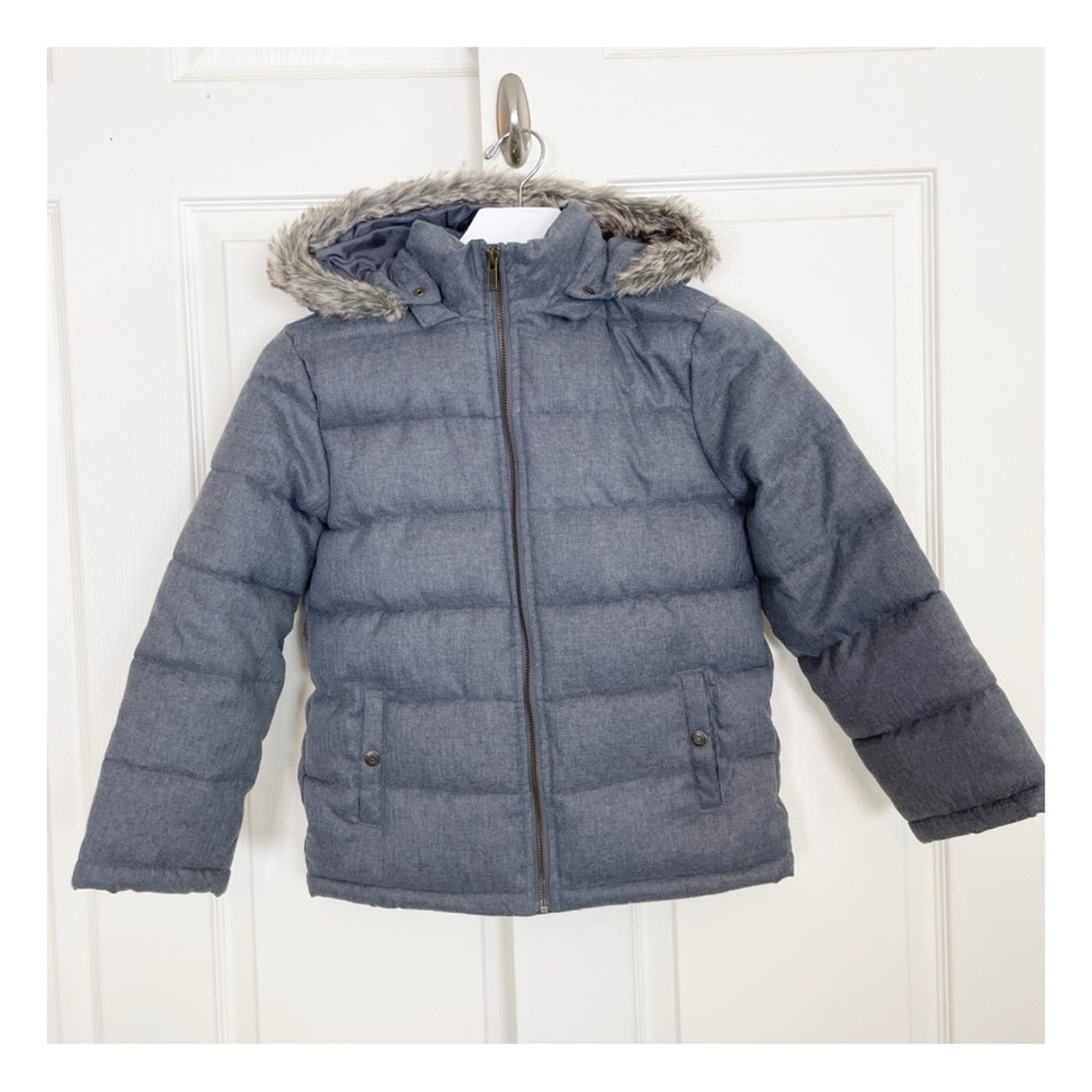 Janie & Jack Charcoal Hooded Puffer Jacket