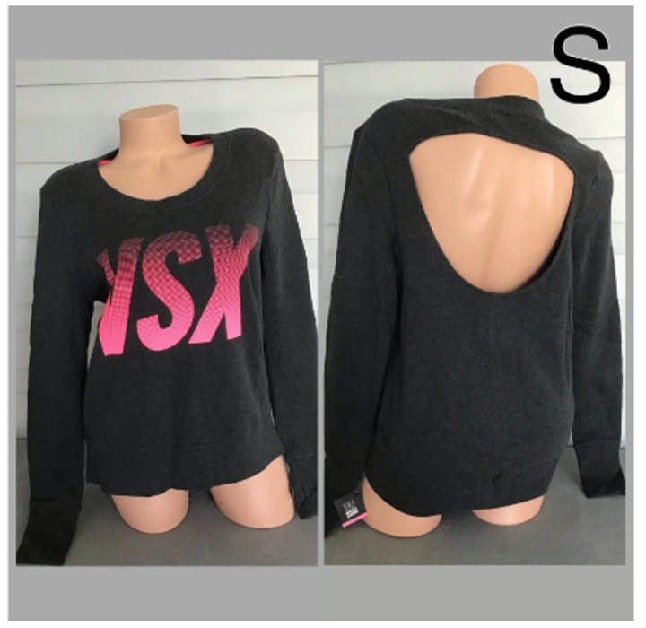 Victoria’s Secret VSX sport grey pink logo open back top sweater