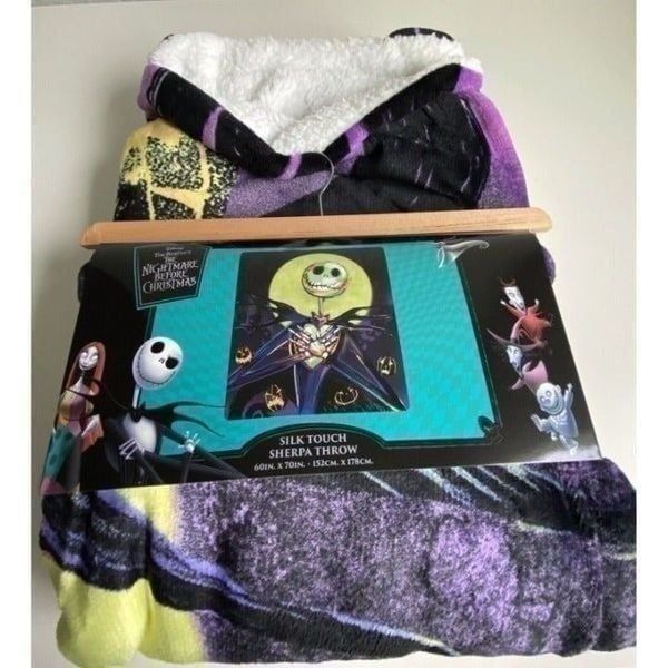 Nightmare Before Christmas Silk Touch Sherpa Throw Blanket 60X70 Pumpkin Delight