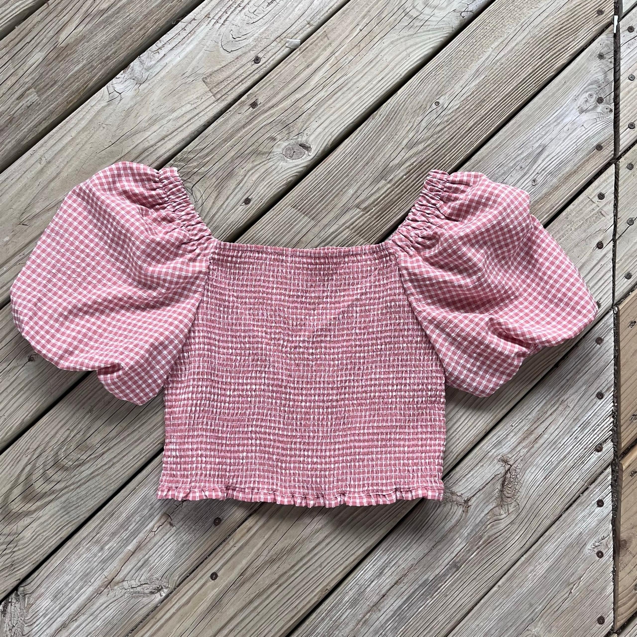 BB Dakota Steve Madden Women's Pink Gingham Smocked Crop Top Size XL