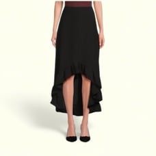 Black Ruffle High Low Skirt in Black NWT Large