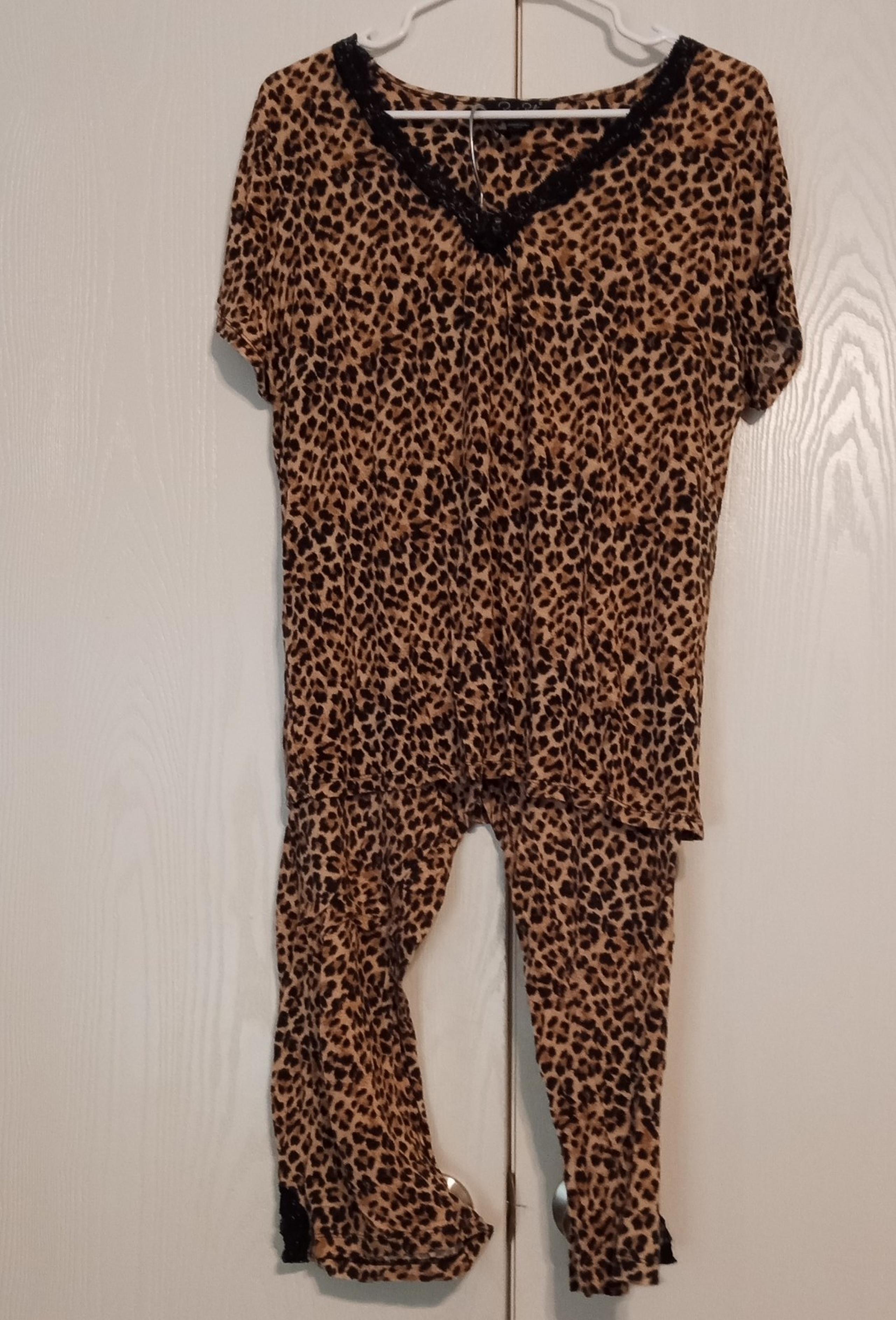 Rene Rofe Leopard Print Pajama Set