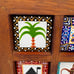 Wall decor miniature ceramic tiles framed , Set of 6 pcs hand painted tiles , in