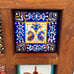 Wall decor miniature ceramic tiles framed , Set of 6 pcs hand painted tiles , in