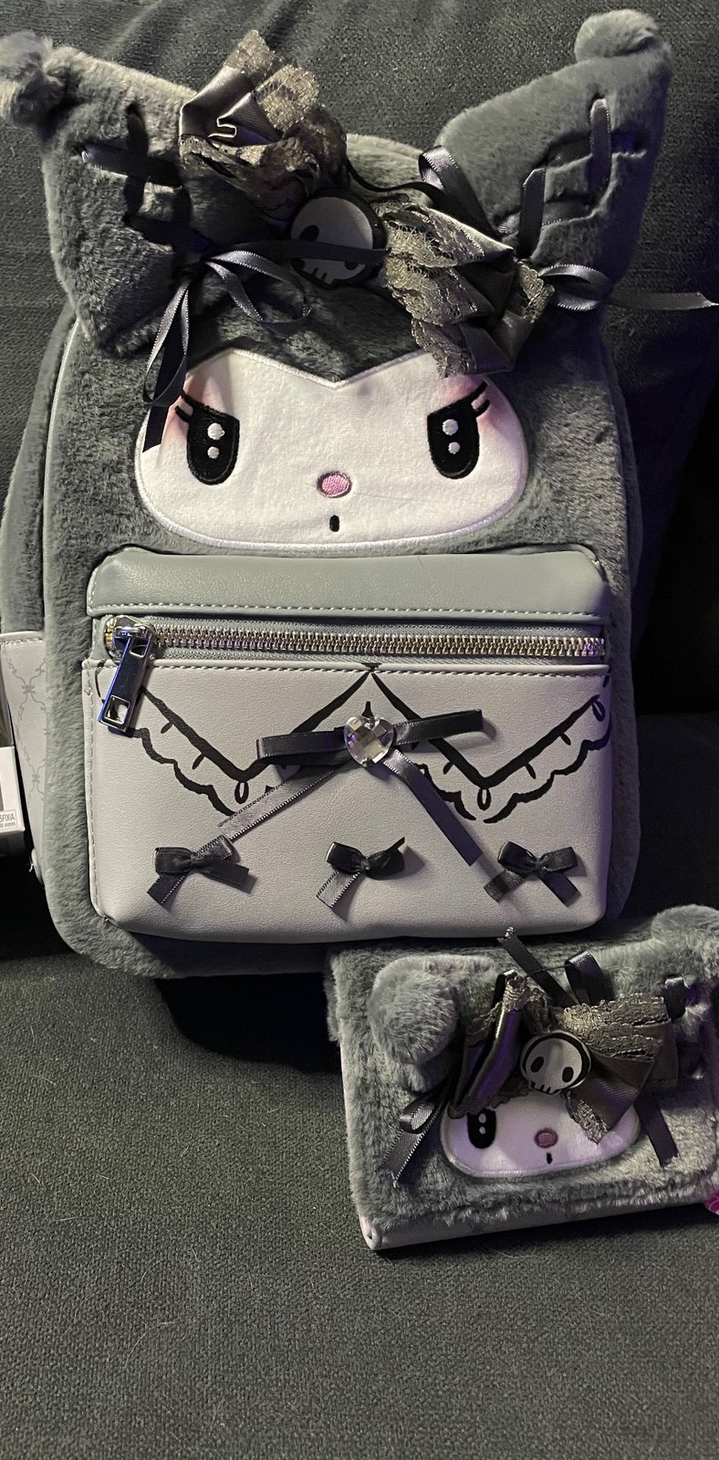 Sanrio Kuromi Lolita Backpack & Matching Mini Wallet Bundle