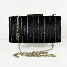 NWT Sondra Roberts Velvet Gold Stripe Convertible Clutch Crossbody Evening Bag