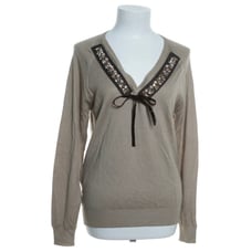 Prada Swarovski Crystal embellished V-neck pullover sweater size small 38