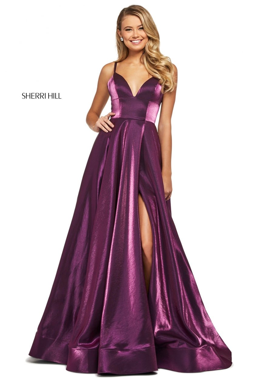 Sherri Hill Shimmer Purple Evening Gown