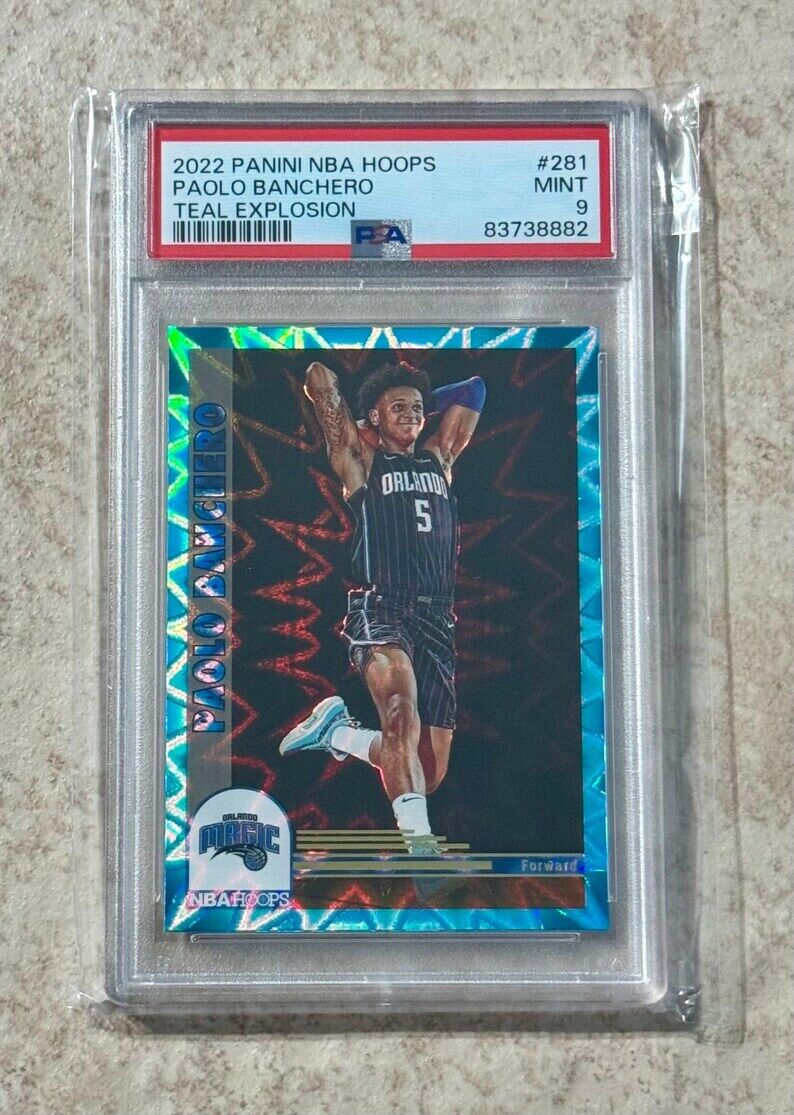 2022 NBA Hoops Paolo Banchero Teal Explosion RC #281 Orlando Magic PSA 9 Mint