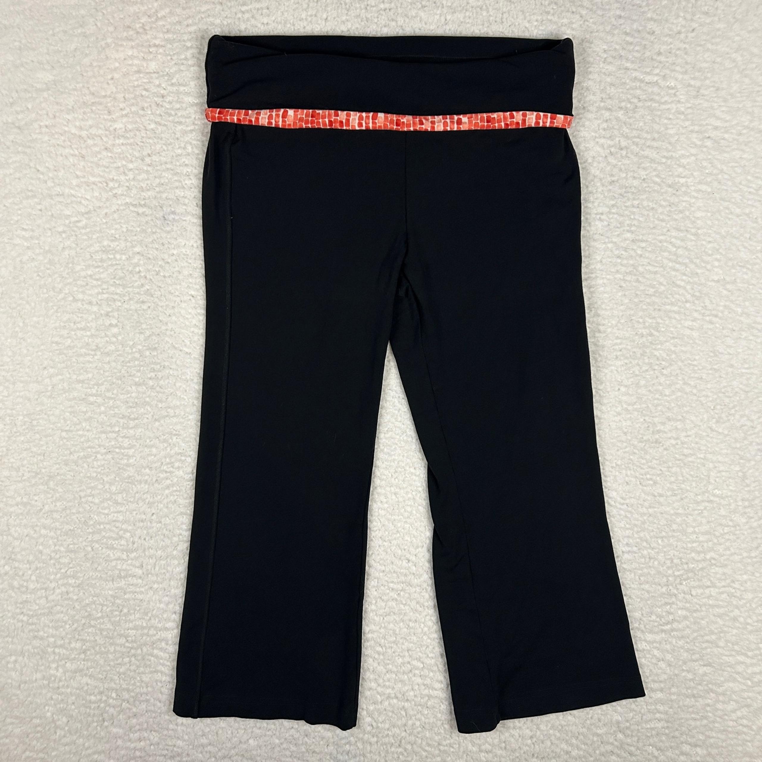 Alo Yoga Womens M Coolfit Fold Over Capri Pants Gym Workout Athletic Black Coral