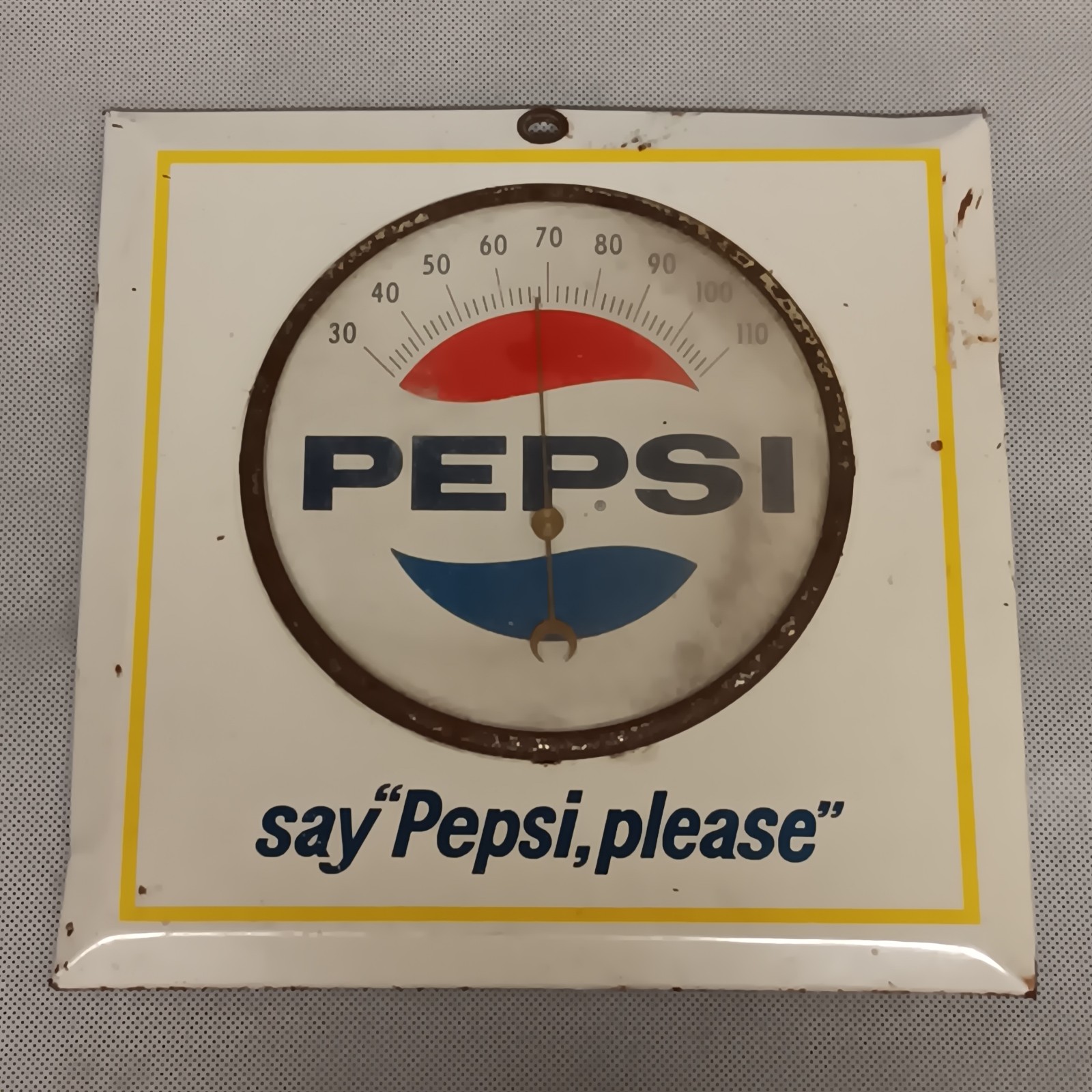 Pepsi 1950's Say Pepsi, Please Dial Thermometer Permanent Sign And Display Co