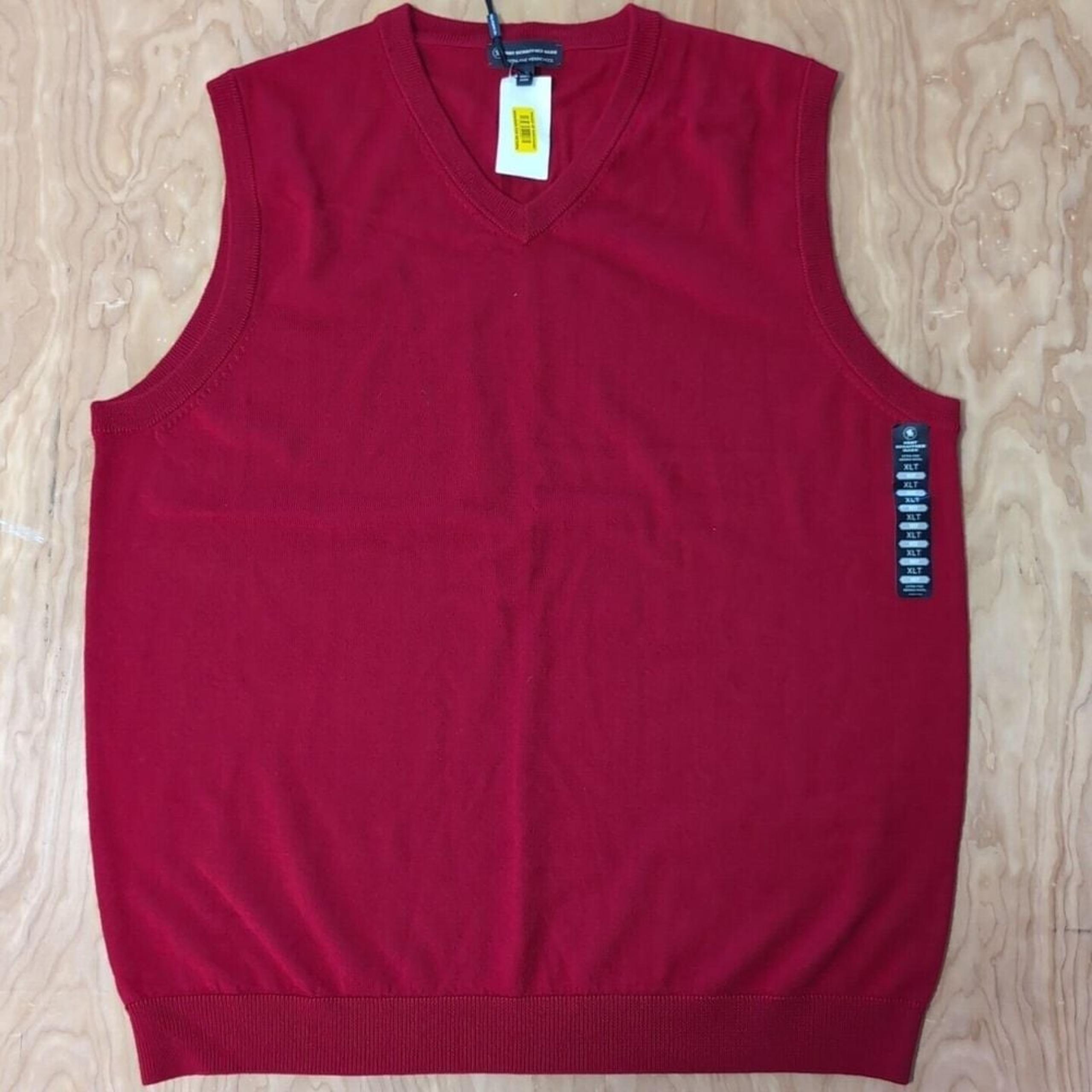NEW Men's XLT HART SCHAFFNER MARX Red Merino Wool Sweater Vest NWT
