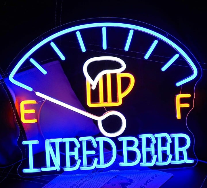 Fun Bright Empty Gas Tank “I Need Beer” LED Night Light Bar Party Decor