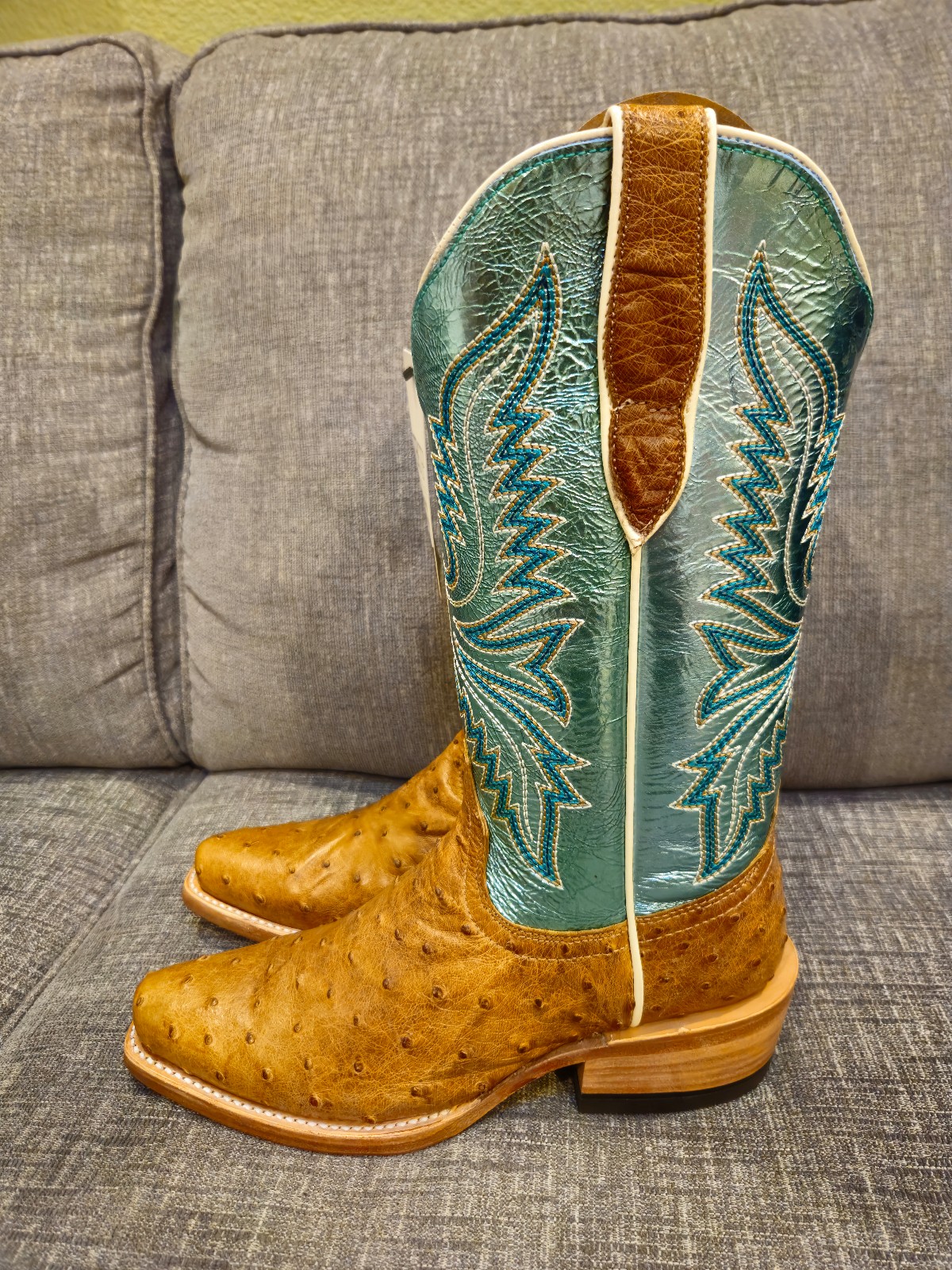 Ariat Futurity Revival Antique Saddle Ostrich Western Boots 10058162 Women Sz 7B
