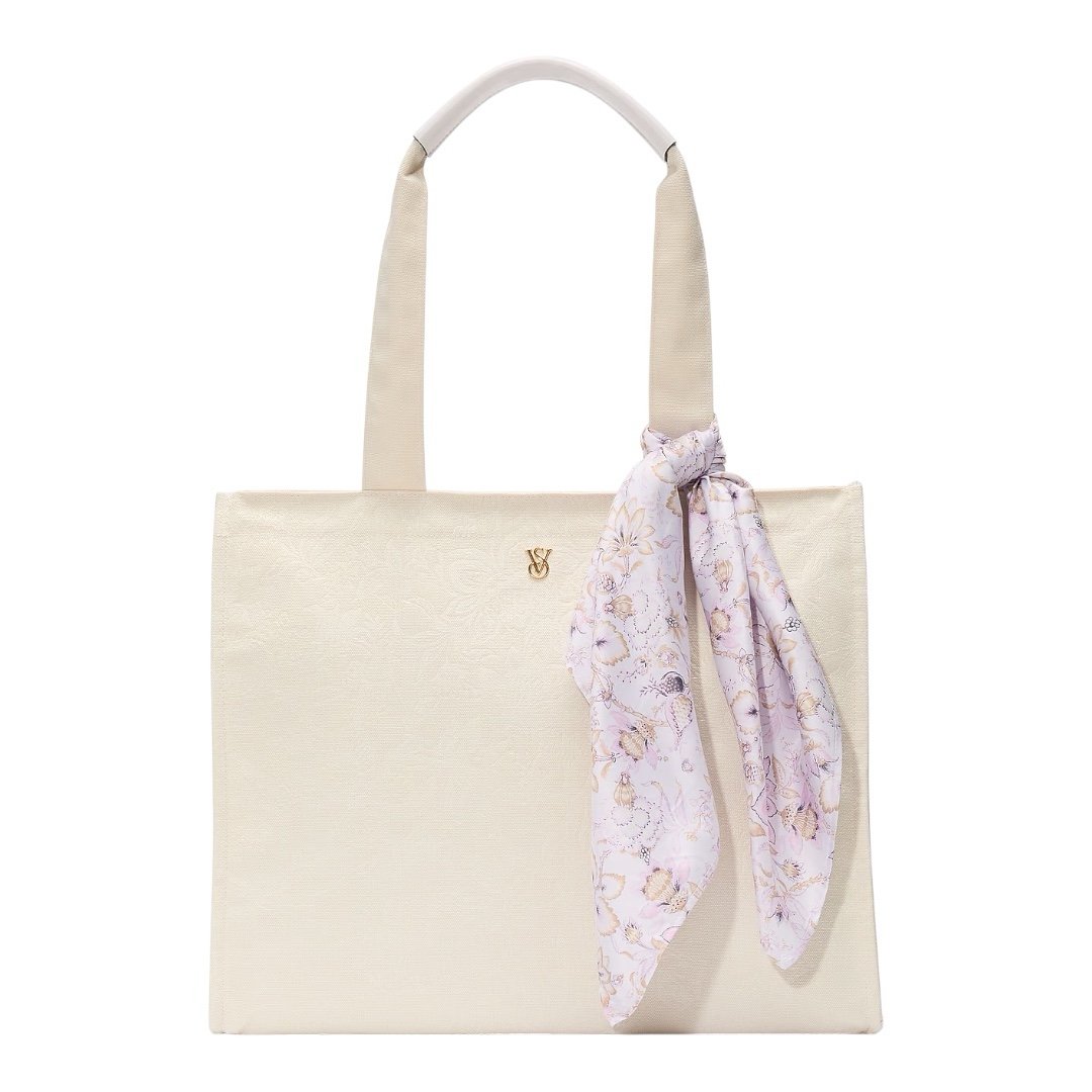 Victoria’s Secret | Cream Floral Embossed Tote Bag Purse